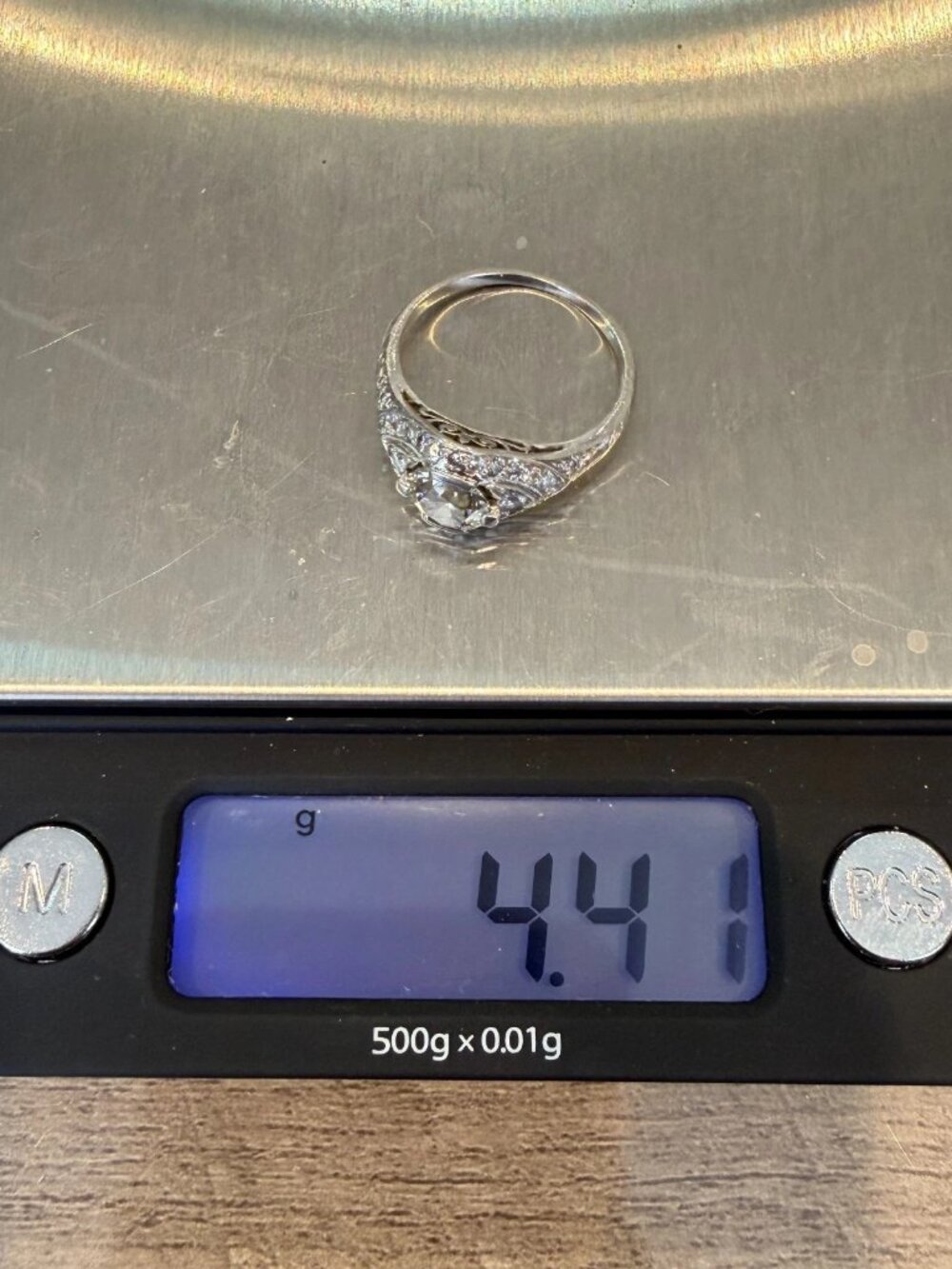 Art Deco Style Platinum Old European Cut Diamond Ring SI1 J Size 5.25 - Picture 5 of 8